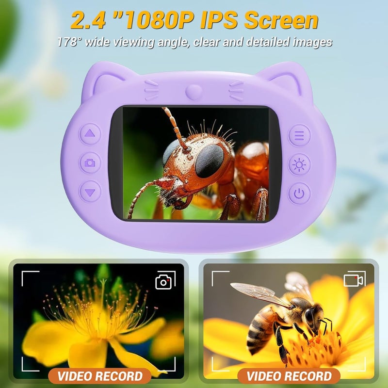 WINWEND 2.4" Screen Pocket Kids Microscope: 1000X Handheld Microscope for Photo and Video - Portable Science Kits STEM Toys – Christmas/Birthday Gifts for Girls & Boys Ages 3-12(Purple) - Image 3